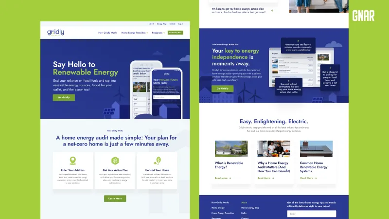 Gridly home electrification platform screens